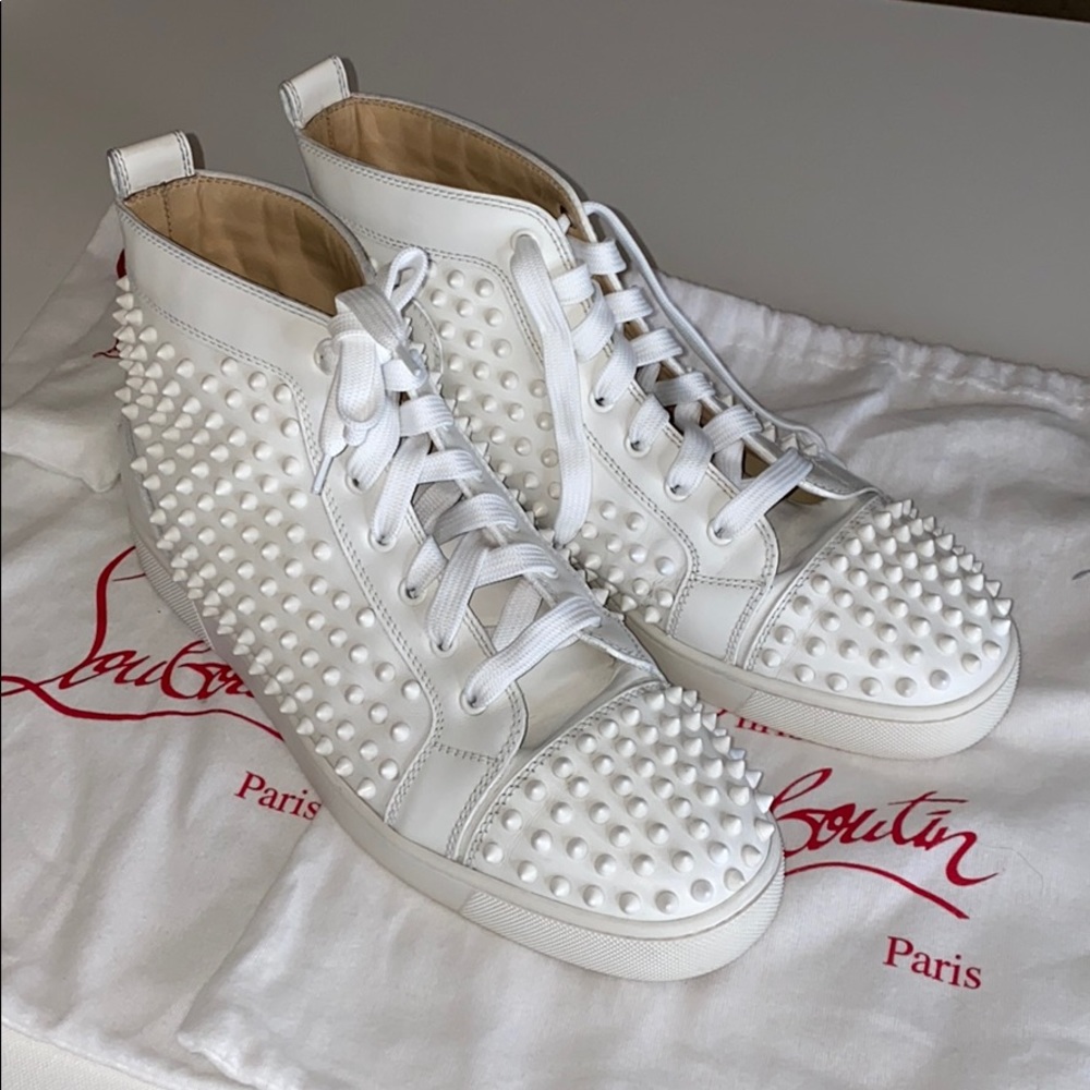 Louboutin High Tops - White with spikes.